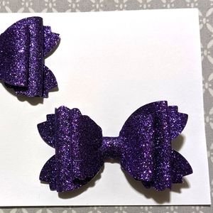 Purple Glitter Bow Pigtail Set